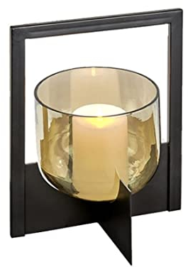 Lambert - Windlicht - Luciano - Metall, Glas - Farbe: schwarz/grau - (ØxH) 25 x 32 cm