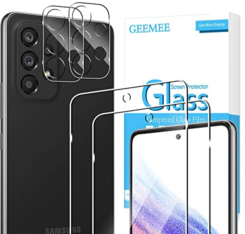 GEEMEE für Samsung Galaxy A53 5G für Panzerglas Schutzfolie + Kamera Schutzfolie,2 Stück +2 Stück 9H Filmhärte Gehärtetem Schutzglas Hohe Empfindlichkeit Displayschutzfolie