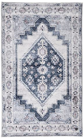 Oriental Bath | Five | Teppich aus 100% Polyester (Microfaser) | maschinell bedruckt | Größe: 60 x 100 cm | Farbe: Grau | Tom Tailor