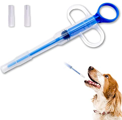 Alimentador Medicamentos Jeringas, Dispensador de Medicamentos Pastilla para Mascotas, Jeringa de Silicona para Mascotas, con Punta Suave, para Pequeñas Mascotas Perros Gatos, Azul