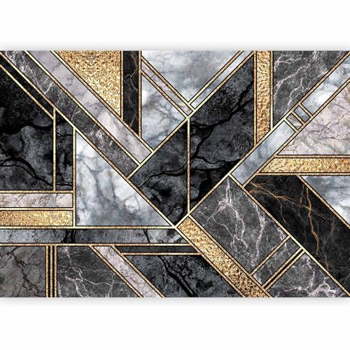 murando - Papier peint panoramique artistique 400x280 cm - Revêtement mural décoration salon - Design moderne - Gris blanc - Fond marbre rochers géométrie géométrique pierres f-B-10038-a-b