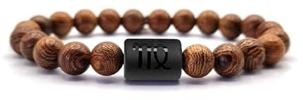 KARDINAL WEIST Holzperlen Sternzeichen Armband, Schmuck für Damen und Herren, Tierkreiszeichen - Zodiac - Horoskop