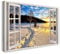 Bilder Fensterblick 100x70cm Baumwoll-Leinwand auf Keilrahmen mit Aufhänger moderner Kunstdruck XXL Wandbilder Wand-Dekoration Winter Landschaft Schnee Natur Wald Sonnenaufgang - Natur-Fotografie