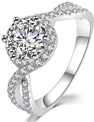 BEBEWO White Gold 9/14/18K Moissanite 1ct Engagement Rings for Women Halo Bridal Rings for Her Wedding Promise Anniversary