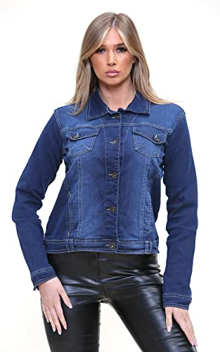 True Face Women Denim Jackets Long Sleeve Jeans Jacket for Women Ladies Trucker Jacket Classic Casual Lightweight Button Down Collar Vintage Summer Jacket Top with Pockets Stone Wash - TF11,8