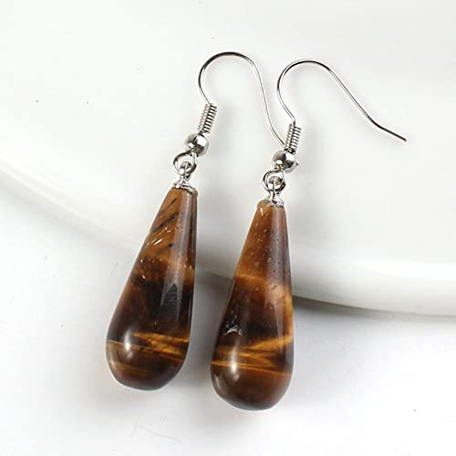 MIDJ Frauen Ohrringe, Boho Ohrringe Mit Tigerauge Stein Anhänger Ohrring Modeklassiker Wassertropfen Tropfen Ohrringe Für Damen Mädchen Edelsteinschmuck