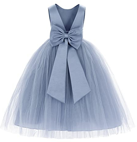 ekidsbridal V-Back Satin Flower Girl Dress Toddler Communion Gown Formal Dresses 219T 6