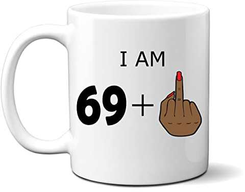 Funny 70th Birthday Gift for Women or Men, Controversial Happy Birthday Mug, Funny Tea Coffee Cup (Brown Hand Nail Varnish)