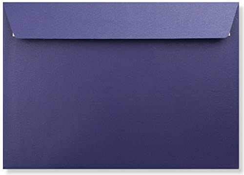 C5 Coloured envelopes for A5 Greeting Cards Wedding Invitation Crafts 162x229mm- Pack of 40 envelopes (Pearl Navy Blue Peel & Seal)