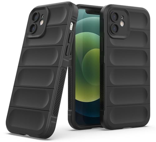 Handyhülle kompatibel mit Apple iPhone 12 | TPU Silikon Bumper Case | Outdoor Schutzhülle mit Stoßschutz | Schwarz