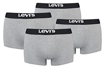 Levi's Solid Basic Herren Boxershorts Unterwäsche aus Bio-Baumwolle im 10er Pack, Farbe:Middle Grey Melange, Bekleidungsgröße:S