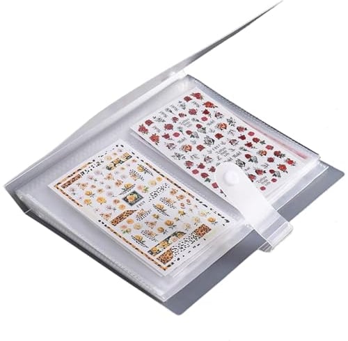 Nail Stickers Albums,80 Slots Nail Stickers Albums Nail Decals Storage Albums Nail Art Stickers Collection Foldable Storage Holder Nail Art Display Organiser
