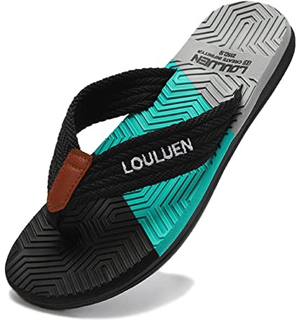 CELANDA Flip-On Zehentrenner Herren Flip Flops Badelatschen Strandschuhe Duschlatschen Freizeit Zehenstegpantolette Beach Sandalen,A Schwarz Gr.43