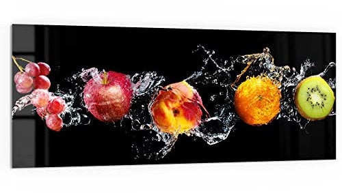DEQORI Küchenrückwand Glas | Motiv Obst abwaschen | 125x50 cm | Bad- oder Herd-Rückwand | Herdblende Spritzschutz für Küche & Badezimmer | Moderne Deko für Fliesenspiegel