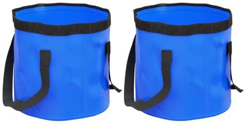 vidaXL Falteimer 2 STK., Faltbarer Eimer für Camping Angeln Picknick, Wassereimer mit großem Fassungsvermögen, Fischeimer Eiskübel, Blau PVC