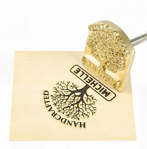 Marchio in legno con logo personalizzato, in pelle resistente, timbro per bruciatura personalizzato, regalo per padre, amici e marito (3,8 x 3,8 cm)
