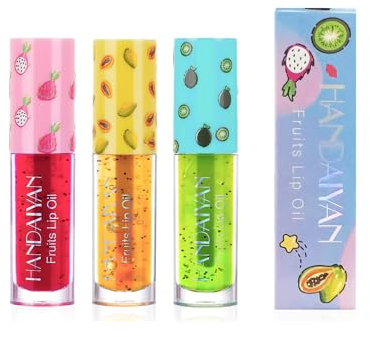 BeauFairy Lip Gloss Set, 3 Stück, Getönter Lippenöl Lipgloss, Feuchtigkeitsspendend Lip Glow Oil, Long Lasting Glossy Lip Makeup, Nicht Klebriges Lip Gloss Tint für Mädchen