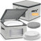 China Storage Containers, 12 Inch Dinner Plate Dish Storage Containers, Hard Shell Quilted Dinnerware Storage Box Case with Lids and Felt Protectors for Dishes Plates Storage and Moving (Light Grey)