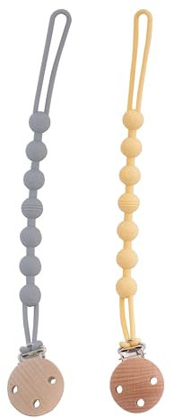 ADEGO 2 Pezzi Catenelle Portaciuccio in Silicone - Portaciuccio Monopezzo per Bambini e Bambine - Set Catenelle per Ciuccio con 2 Pezzi - Portaciuccio Senza BPA