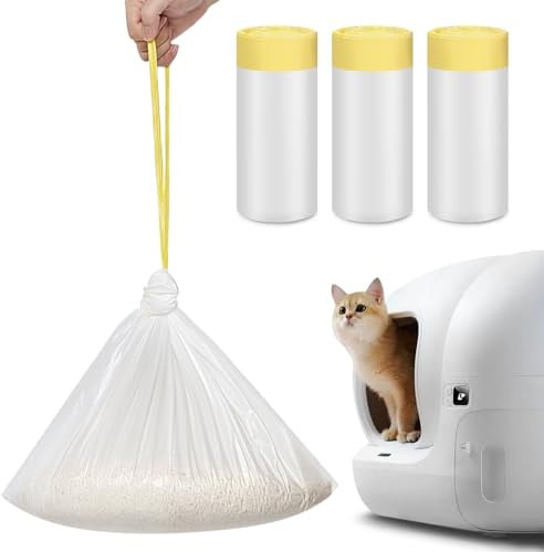 60 Stück Katzentoilettenbeutel mit Zugbändern für PURA X/MAX, Verdickte Heavy Duty 2.5 Mils Selbstreinigende Katzentoilette Müllbeutel - 58 x 35cm