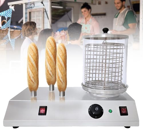 Oiyekntd Hot Dog Machine&Bun Warmer Machine, Commercial Electric Hot Dog Steamer Stainless Steel Kitchen Appliance with 3/4 Toaster Rods, for Hot Dogs, Egg Rolls, Sausages,3