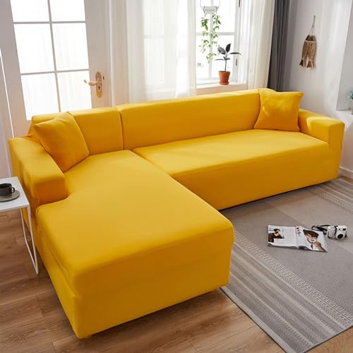 LHKXKKXX Sofaüberzug 2/1/3/4 Sitzer, Universal Couchbezug, Sofa Cover, Sofaschoner (L-Form Erfordert Zwei), Gelb, 2 Seater