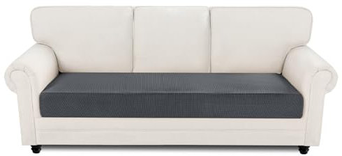 Easy-Going Stretch Sofa Couch Überzug 3 Sitzer, 1 Stück Universeller Rutschfester Sofa Sitzkissenbezug, Waschbarer Jacquard Sofaschutz Hund Katze Kind, Kuscheliger Küchensofa Cover, Dunkelgrau
