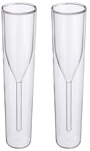 Btgghytr 2 Stück Champagnerglas doppelwandige Gläser Flötenkelch Bubble Weinbecher Cocktails Hochzeit Party Tasse Sektbecher