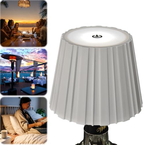 Wireless Bottle Lamp, 3 Colors Dimmable Wine Bottle Light Wireless Lampshade Touch Control LED Wine Bottle Lamp Kit, Dimming Bottle Night Light for Bar Restaurant Bedroom Home Deco (White C, 1PCS)