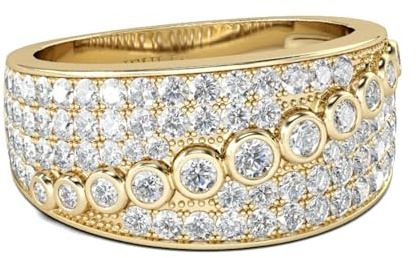 Jeulia Rundschliff 925 Silber Ring Für Damen Mädchen Goldton Breiter Verlobungsring Ewigkeitsringe Eheringe mit Schmuckschatulle für Geburtstag, Weihnachten, Valentinstag