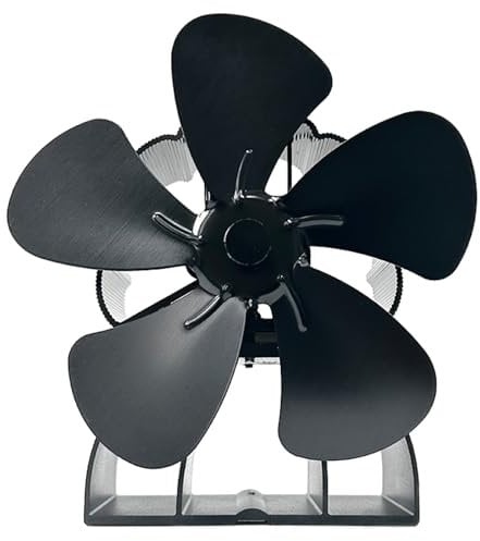 KieTeiiK Log Burner Fan, Stove Fans for Wood Burning Stove, Quiet Operations Heat Powered Stove Fireplaces Fan With 5Blades, & Temperature Gauge No Electricity Required