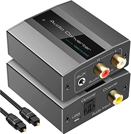 Huhudyy Optisch-zu Konverter Audio-Konverter Digital-Zu-Analog-Audio-Koaxial-zu Adapter 3,5-Mm-AUX mit Optischem Kabel