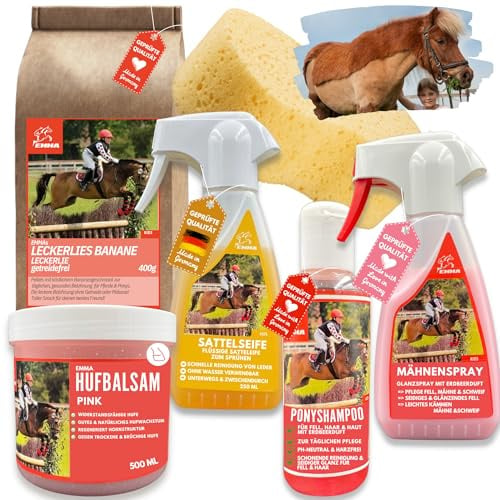 EMMA 2X Mähnenspray Pferd + Huffett 500 ml mit Lorbeeröl – Pflegeset | Mähnen-, Schweif- & Hufpflege für Pferde – Pflegespray plus Lorbeeröl-Hufbalsam für Kämmbarkeit und Hufpflege