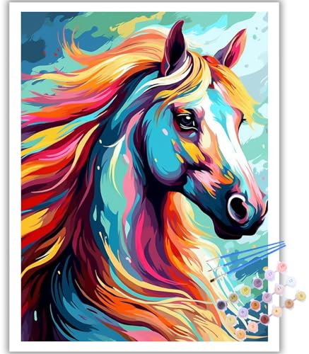 Cheval Peinture Numero Adulte, Cheval Kits de Peinture au Numéro, Coloriage Par Numéro Pour La Décoration De La Maison (40x50 cm)