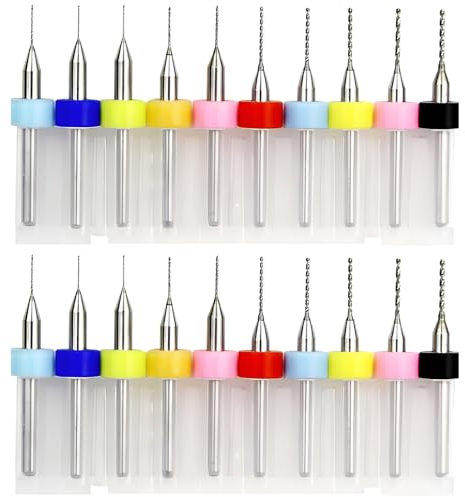 20 Stück Micro Bohrer Set,0,1mm - 1mm Pcb Micro Spiralbohrer,Wolframstahl Mini Bohrer, Wolframstahl Micro Spiralbohrer,Pcb Druckplatine Gravierbohrer Bits,Für Leiterplatten,Glas, Faser,Harz,Bernstein