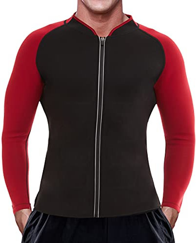 DownLTL Fajas Reductoras Hombre Chaqueta Camiseta Neopreno Traje Sauna Deportiva Compresión de Abdomen Sudoración Gym Gimnasio Deporte Fitness Abrigo
