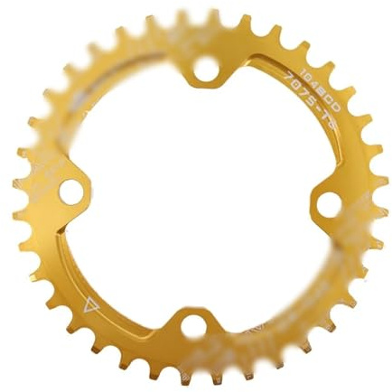 GBYUHAIJUN Plato Bicicleta,Platos Bicicleta Plato 104BCD Redondo 32 34 36 38 40 42T 44 46 Dientes Estrecho Ancho Ultraligero MTB Mountain Bike Plato de Cadena 104 BCD(38T,Golden)
