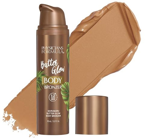 Physicians Formula Butter Glow Body Bronzer, Self Tanning Drops, 12 Stunden Halt, Wisch- und Wasserfeste Formel mit Amazonas-Butter, Pflegt die Haut und Versorgt sie mit Feuchtigkeit, Light/Medium