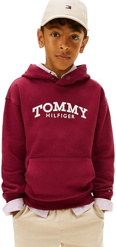 Tommy Hilfiger Bambino Felpa con Cappuccio Monotype Stampa con Logo, Rosso (Rich Cherry), 6 Anni