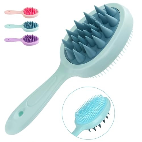 Cepillo Masajeador Cuero Cabelludo - 2 en 1 Masajeador y Desenredante – Masajeador Cuero Cabelludo - Peine Masaje Cabeza – Scalp massager para Ducha y Cuidado del Cabello (Turquesa)