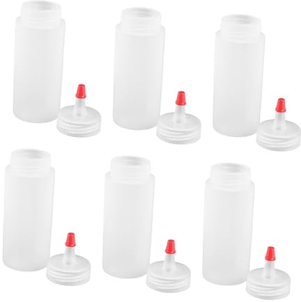 BIUDECO 6 Pièces Flacons Plastique Ldpe à Embout Fin pour Colle Liquide Bouteilles Doseuses Réutilisables pour Bricolage et Construction