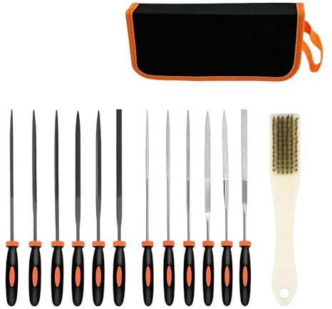 Metal File 13-Piece Set, Wood File High-Carbon Build, Needle Files Tempered Alloy, Ideal for Crafting with Files Tools, Plus Wood Rasp, Model Files, Diamond Files, Black Finish