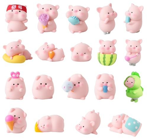 19 Stück Glücksschwein Figuren als Glücksbringer 2026 - Niedliche Mini Schweinchen Deko für Neujahr, Party & Tortendeko - Lustige Silvester Glücksbringer Figuren Set als Geschenk & Tischdeko (Rosa)