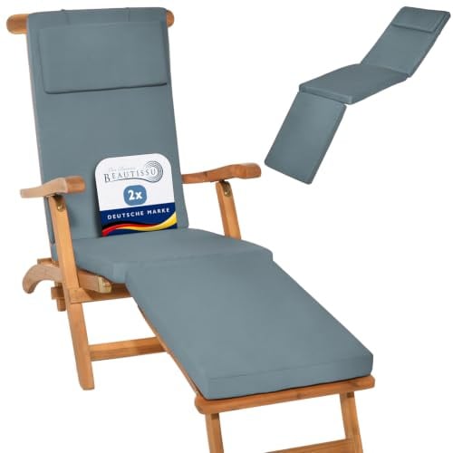 Beautissu 2er Set Luxus Deckchair Auflage Sonnenliege Bezug Gartenliege