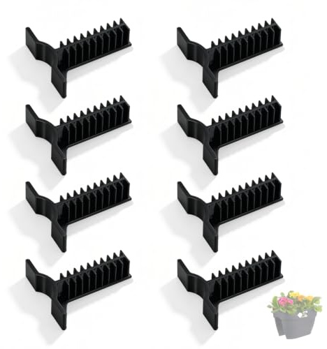Clips de repuesto para macetas de balcón y caja de flores Elho, montaje de barandilla sin taladrar, soporte de seguridad deslizante, resistente a la intemperie (8 piezas, negro)