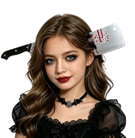 Ankelesz Knife Headband for Halloween, Cleaver Horror Props Funny accessory Halloween knife Scissor headband Cosplay Fruit Knife (kitchen knife headband)