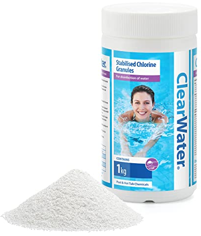 Clearwater Chlorine Granules for Hot Tub Spa and Swimming Pool Water Treatment for Rapid Disinfecting and Cleaning, 1 kg