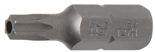 BGS 4427 | Bit | T-Profil (für Torx) mit Bohrung T27 | Länge 30 mm | Antrieb Außensechskant 8 mm (5/16) | Chrom-Vanadium-Stahl