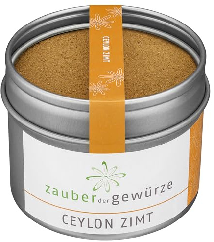 Zauber der Gewürze Ceylon Zimt gemahlen - Zimt-Pulver mit wenig Cumarin, für Milchreis, Gebäck u. v. m, in Top-Qualität und wiederverschließbarer Aroma-Dose, 45 g