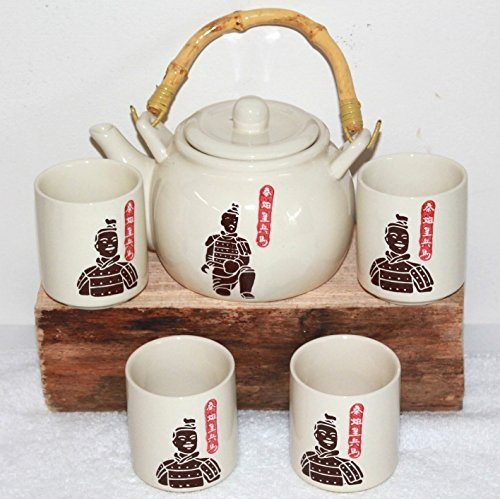 AAF Nommel ® Asiatisches Teeservice 5-teilig, beige, Keramik, Motiv Terracotta Krieger Nr. 101